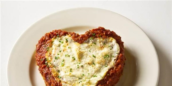 Buka di Beppo's heart-shaped lasagna