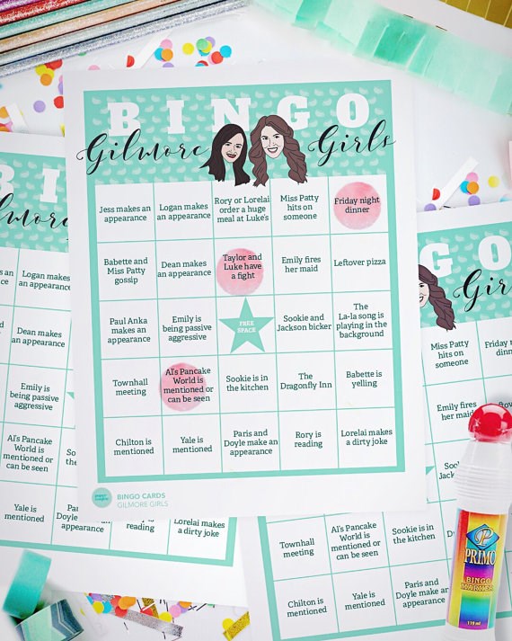 Använda sig av these bingo cards for the viewing party, or to re-watch the entire series on Netflix. Again.