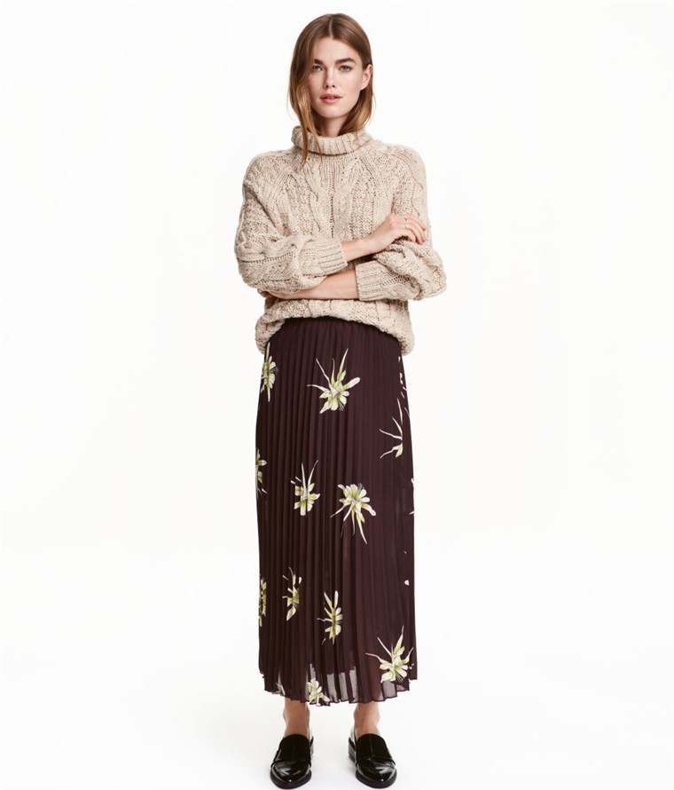 H & M pleated maxi skirt