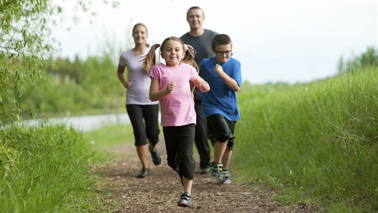 familj, exercise, jog, kids, parents, run, hike, 