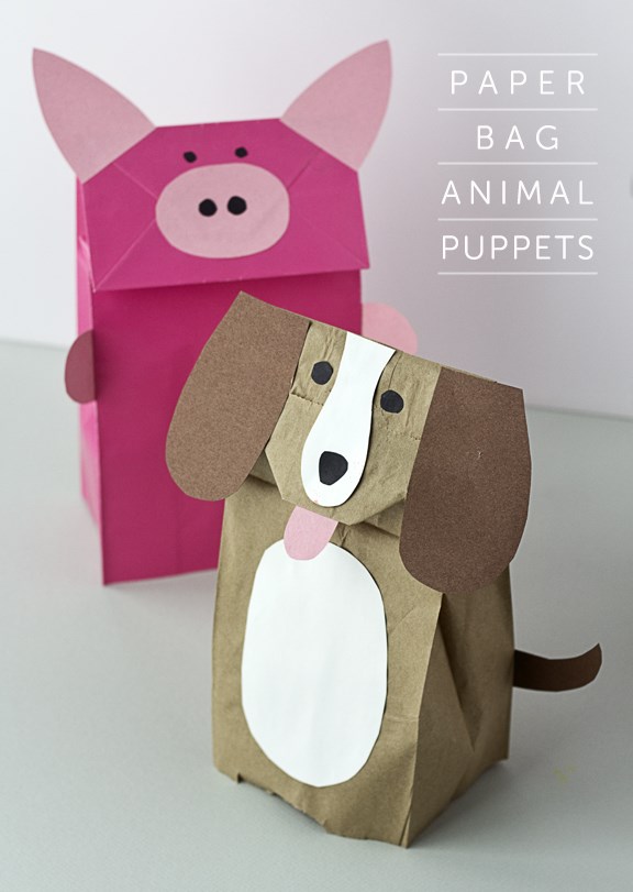 hârtie bag animal puppets
