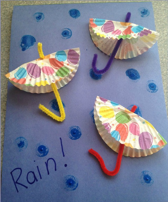 DIY rainy day paper umbrellas