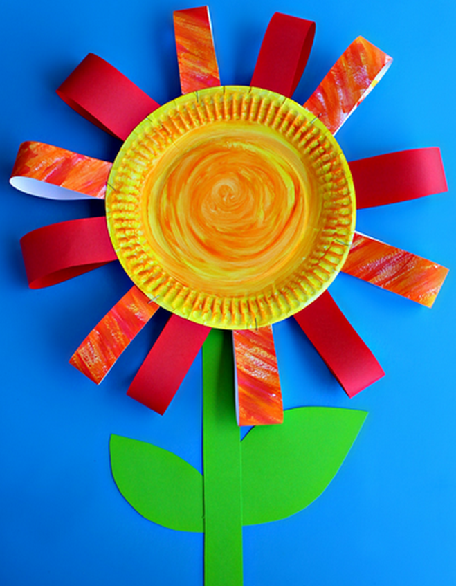 Hârtie plate flower craft for kids