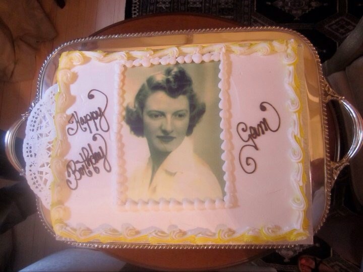 Mary Stocks pictured on a cake.