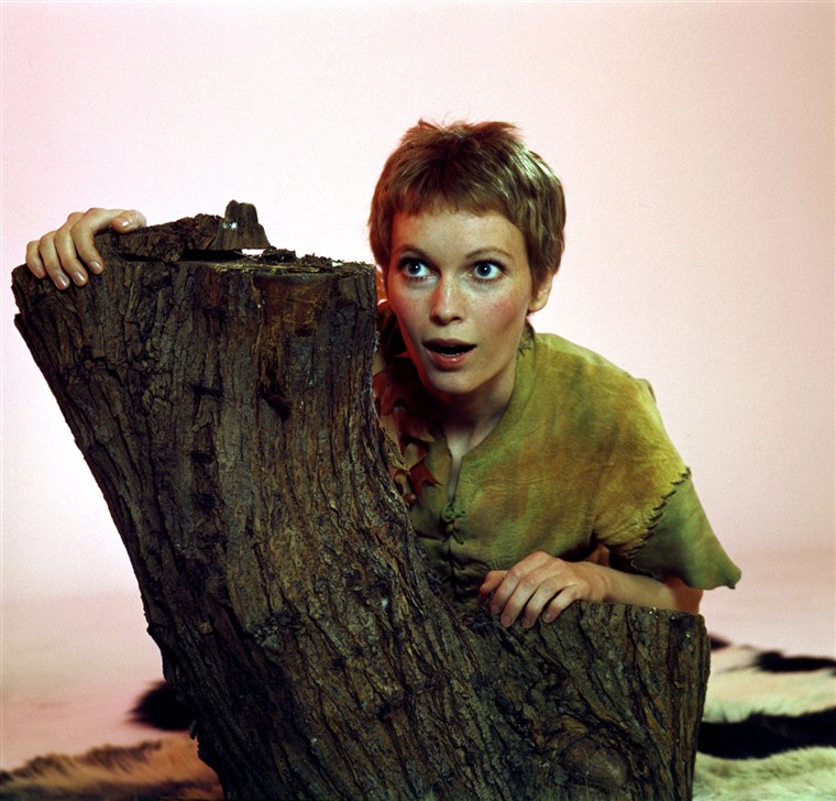 Миа Farrow as Peter Pan in 1976.