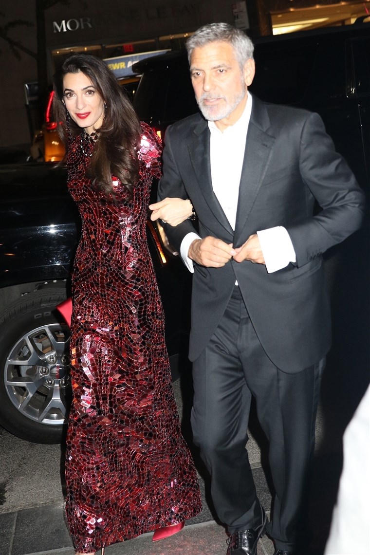 Amal Clooney and George Clooney attend the Heavenly Bodies: Fashion & The Catholic Imagination Costume Institute Gala at The Metropolitan Museum of Art on May 7, 2018 in New York City.