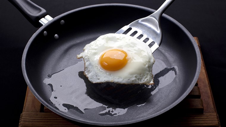 Keptas egg on a frying pan