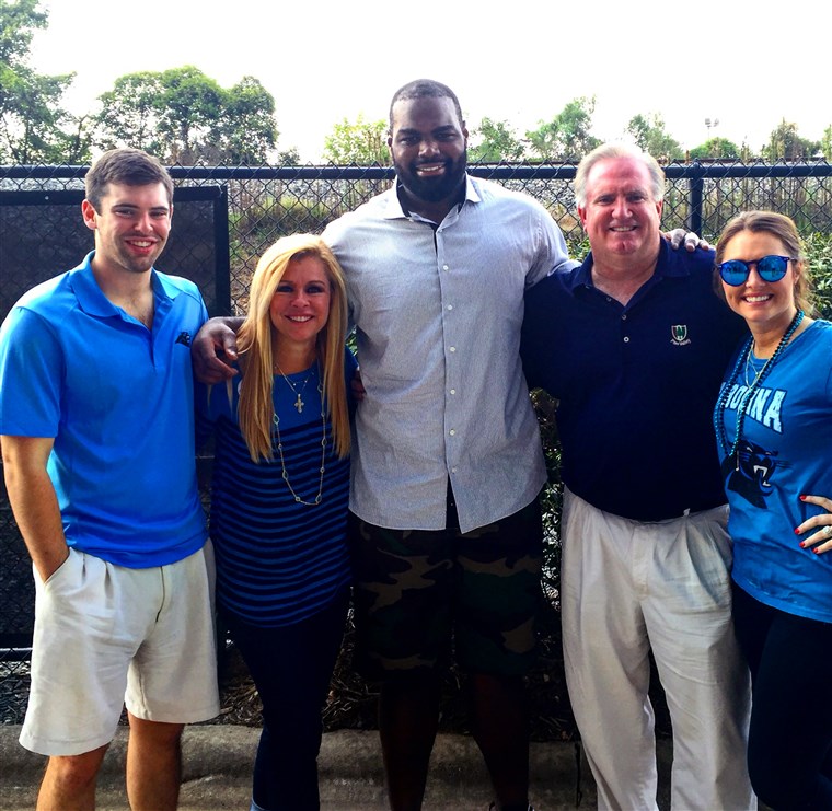 De Tuohy family after Michael's move to play for the Carolina Panthers. (Left to right: S.J., Leigh Anne, Michael, Sean and Collins)
