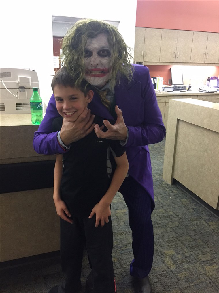 Ung Brenden was delighted that his new baby sister was delivered by The Joker!J