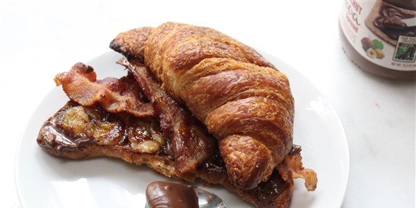5-Ingrediens Nutella Bananas Foster Croissants with Bacon