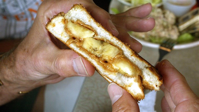 en peanut butter and banana sandwich, Elvis Presley's favorite, photographed at the Arcade restaurant in Memphis, Tennessee. 