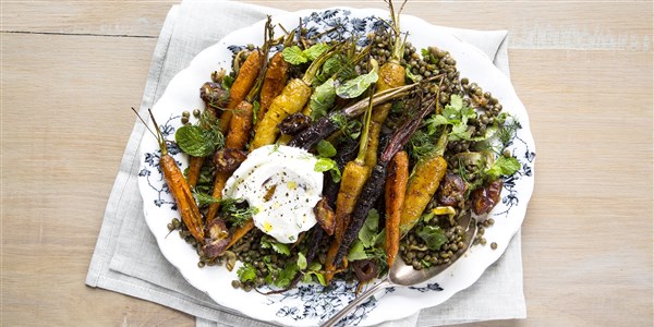 Spice-Roasted Carrots with Lentils