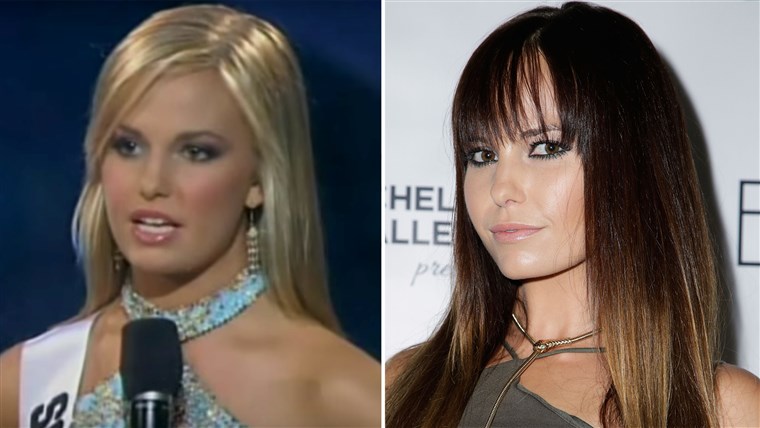 Цаите Upton in 2007, left, and earlier this year. She said she gets recognized less after changing her hair color.