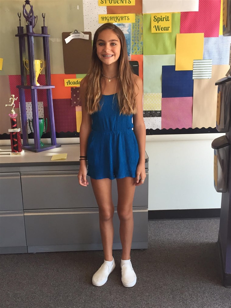13 m girl wore a romper to school in apparent violation of the dress code