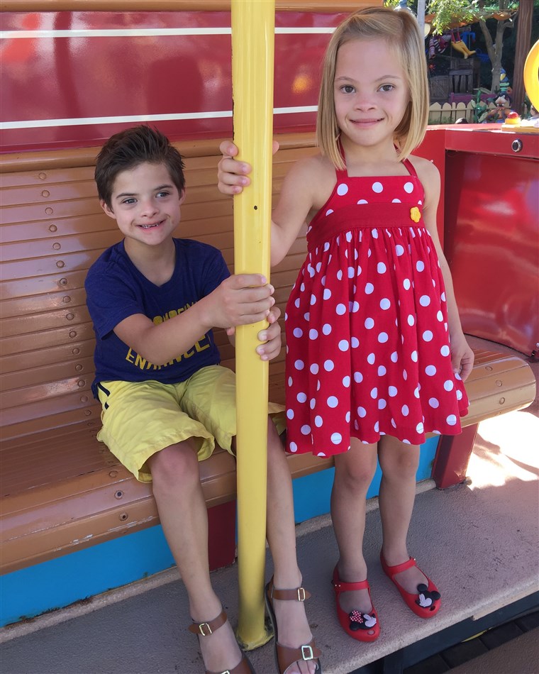 Sofia and her brother, Joaquin, who also has Down Syndrome, on a recent family vacation to Disneyland.