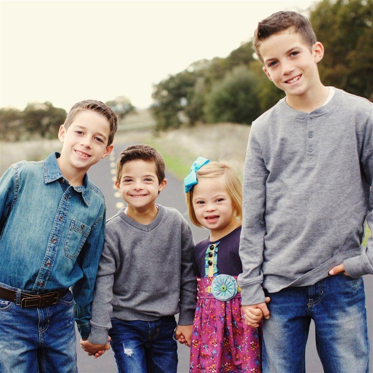 Sofia, 7, with her three brothers, Diego, 13, Mateo, 11, and Joaquin, 8.