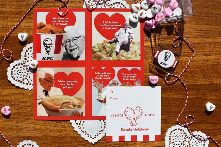 KFC launches chicken-scented scratch n' sniff Valentine's Day cards Feb. 12.