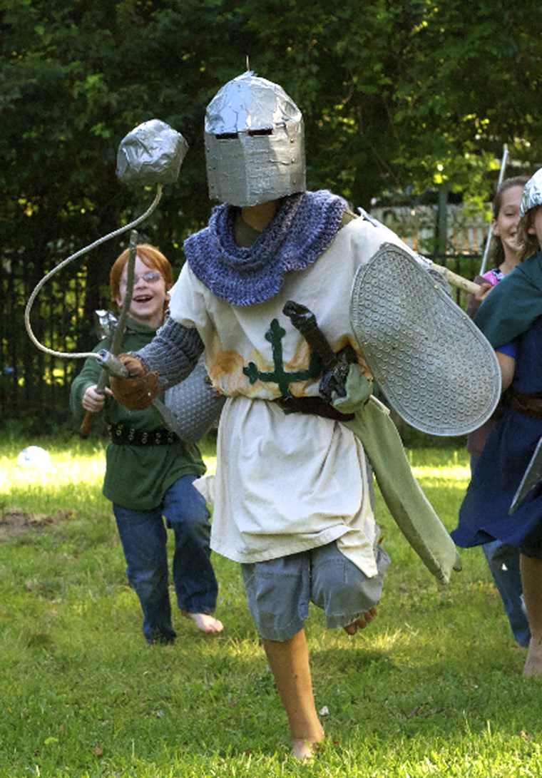 Seth Harding dressed as a knight.