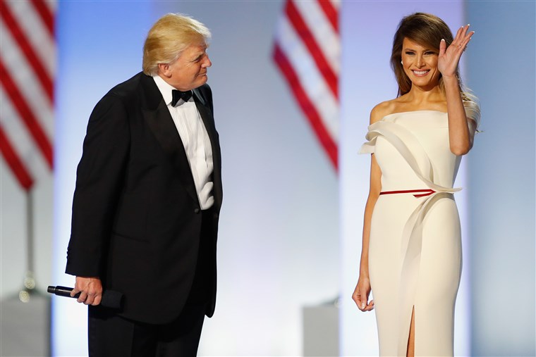 Hervé Pierre also designed the first lady's off-white inaugural ball gown. 