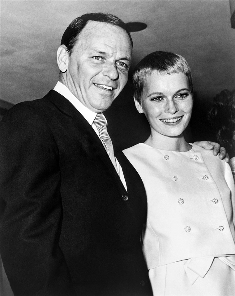 Sincer Sinatra and his then-new bride Mia Farrow in 1966.