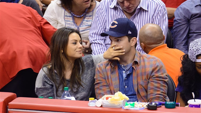 Ashton Kutcher and Mila Kunis at Los Angeles Clippers game