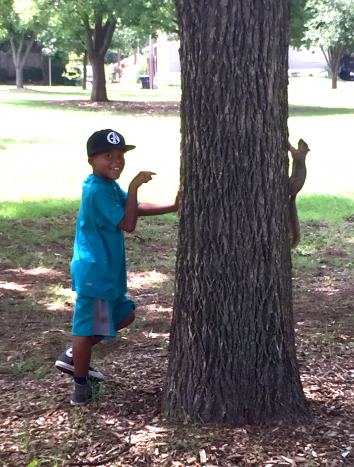 Brylan with a living squirrel.