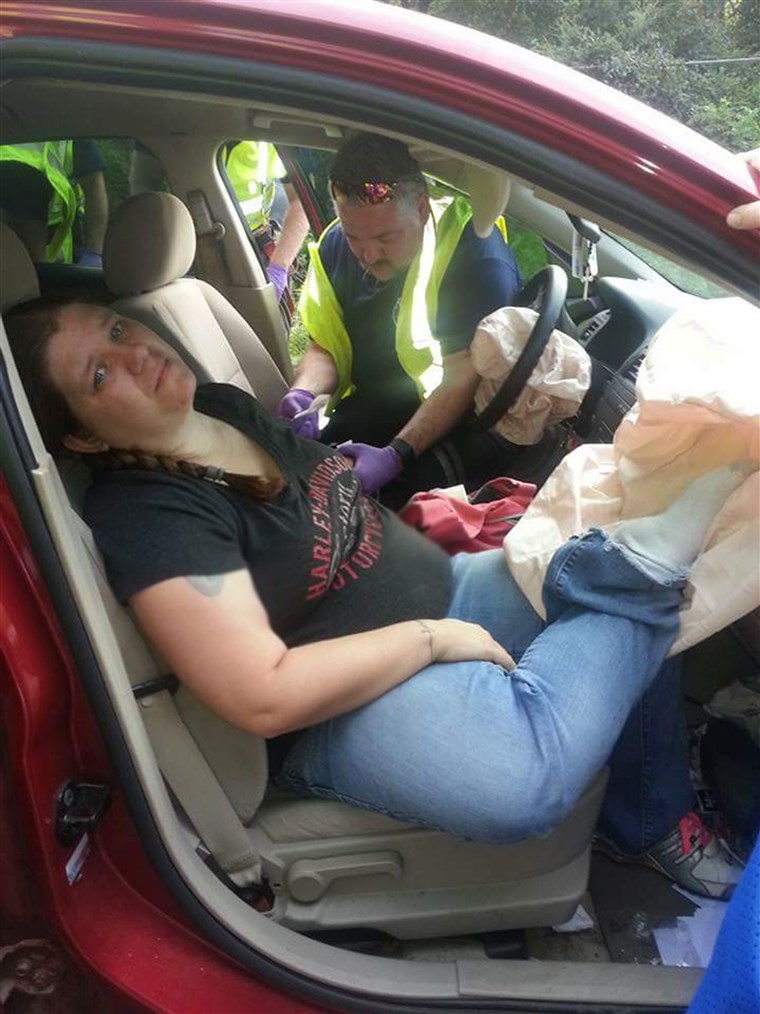 Audra Tatum, a mother of three from Georgia, is warning against the dangers of putting your feet on the dashboard while in a moving car after suffering life-altering injuries in a crash. 