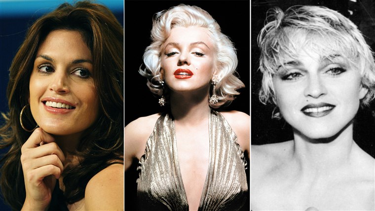 Födelse Marks. From right to left, Cindy Crawford, Marilyn Monroe and Madonna.