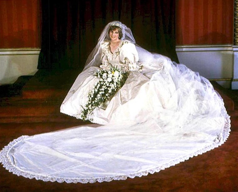 Diana Princess of Wales, in her wedding dress on July 29, 1981.