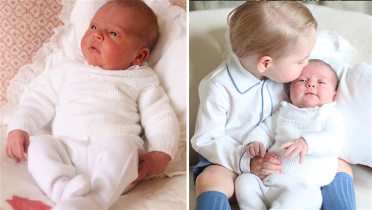 Prins Louis and Prince George with Princess Charlotte