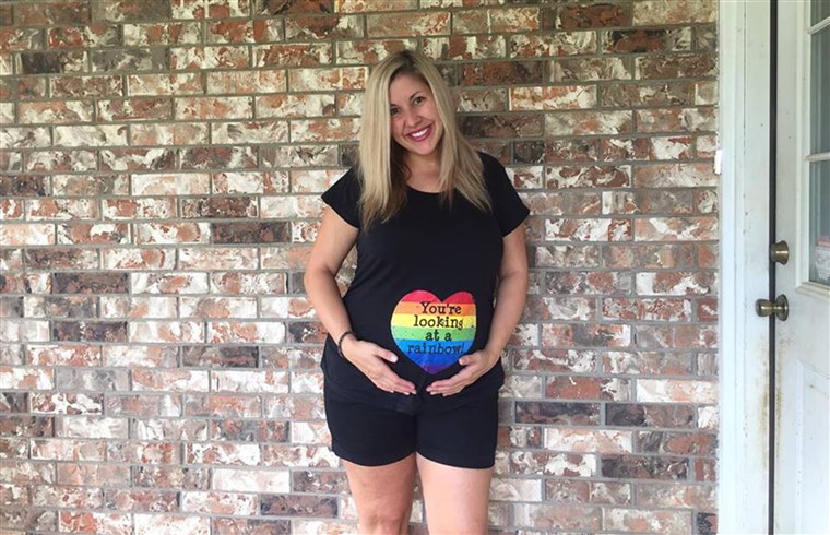 Höst Tolliver Safley, wearing her 'rainbow baby' shirt.