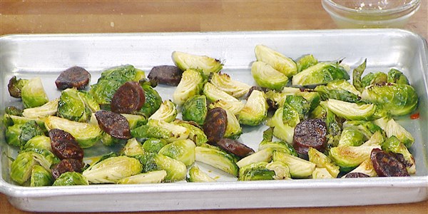 Rostad Brussels Sprouts with Chorizo and Lime