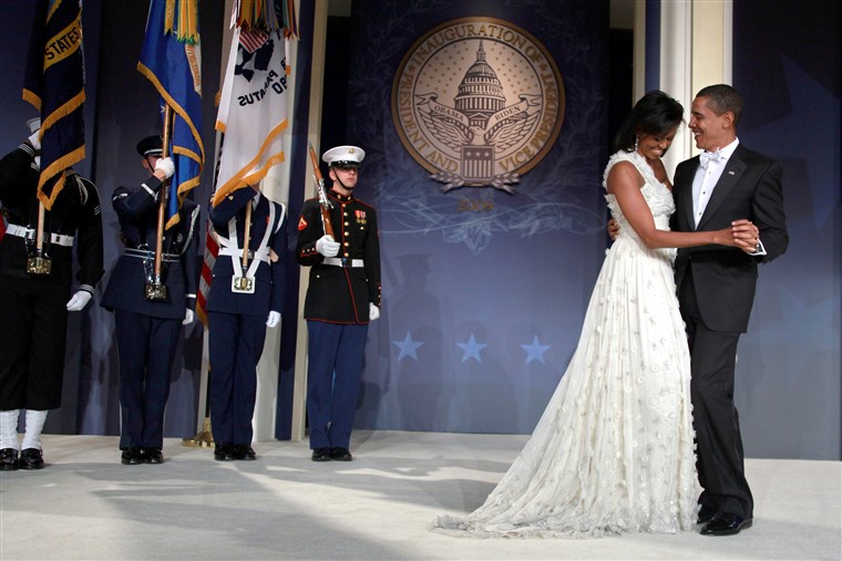 Michelle Obama white inauguration dress 2009