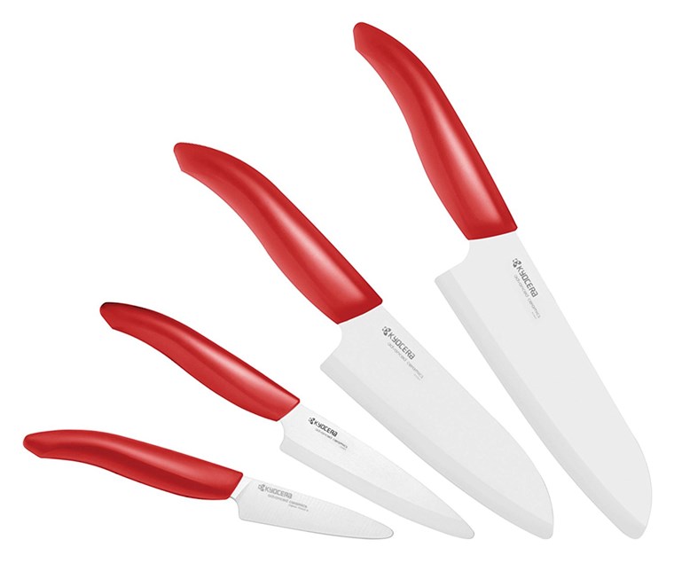 Kyocera 4 piece knife set in red