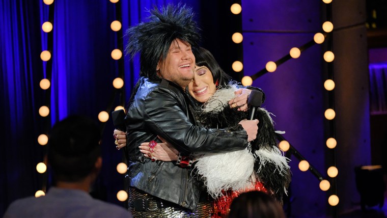 Cher performs with James Corden