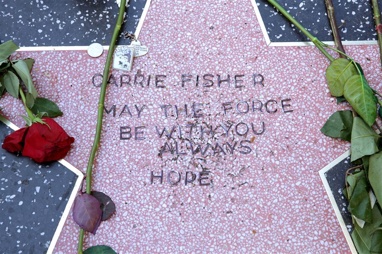 Carrie Fisher Remembered With Makeshift Star On The Hollywood Walk Of Fame