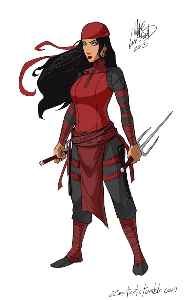 Elektra dressed (practically) for battle.